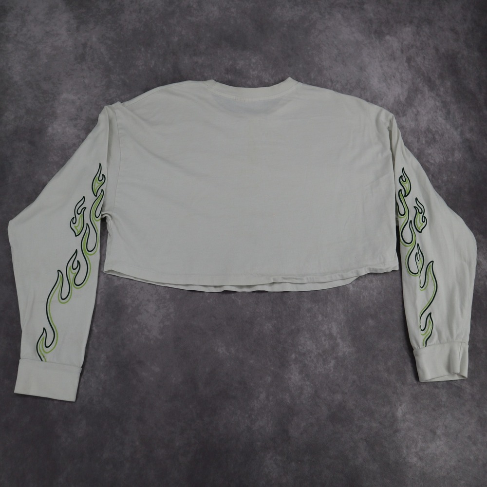 Roxy Kelia Flame Sleeve Crop Top Long Sleeve White Y2K Size M - Picture 12 of 15